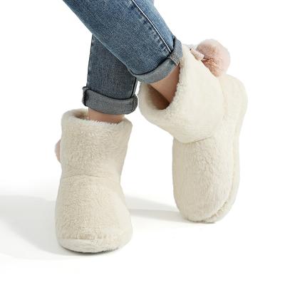 Мода Мода Меховой шарик Женские зимние ботинки Классические пушистые домашние женские ботинки Комнатные пушистые женские ботильоны Новые мягкие противоскользящие домашние ботинки