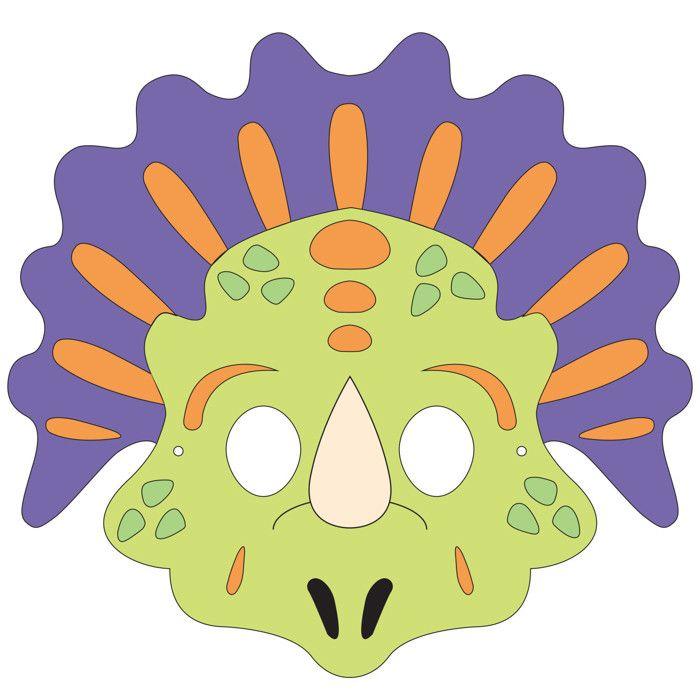 Masque pour enfant à colorier Dinosaure 4 pièces