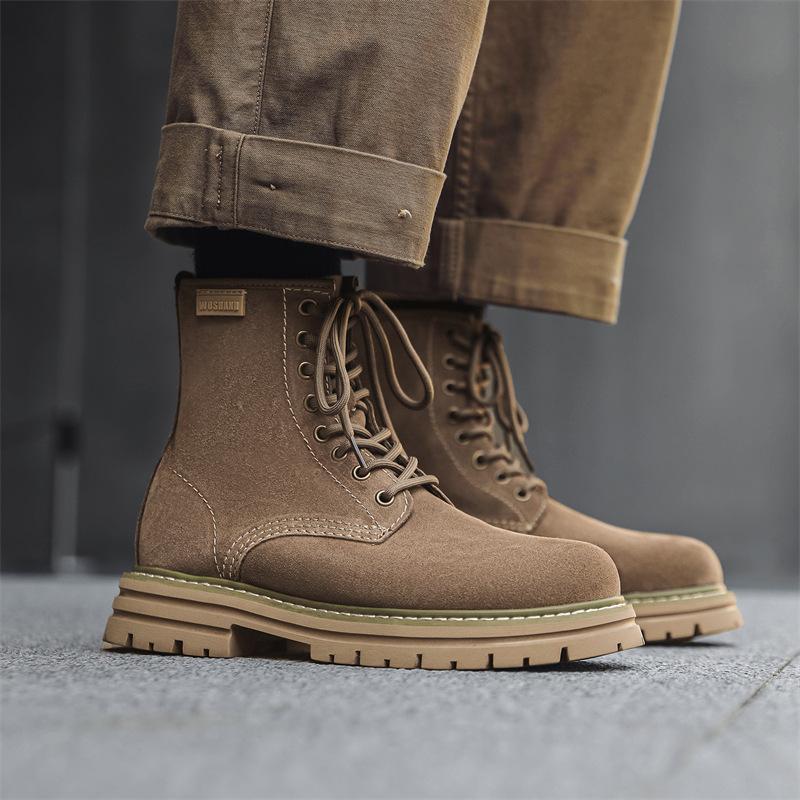 Высокие ботинки Мартин 2024 Мужские парные ботинки цвета ревеня Ботинки на толстой подошве Ботинки в британском стиле для пустыни 8117-W