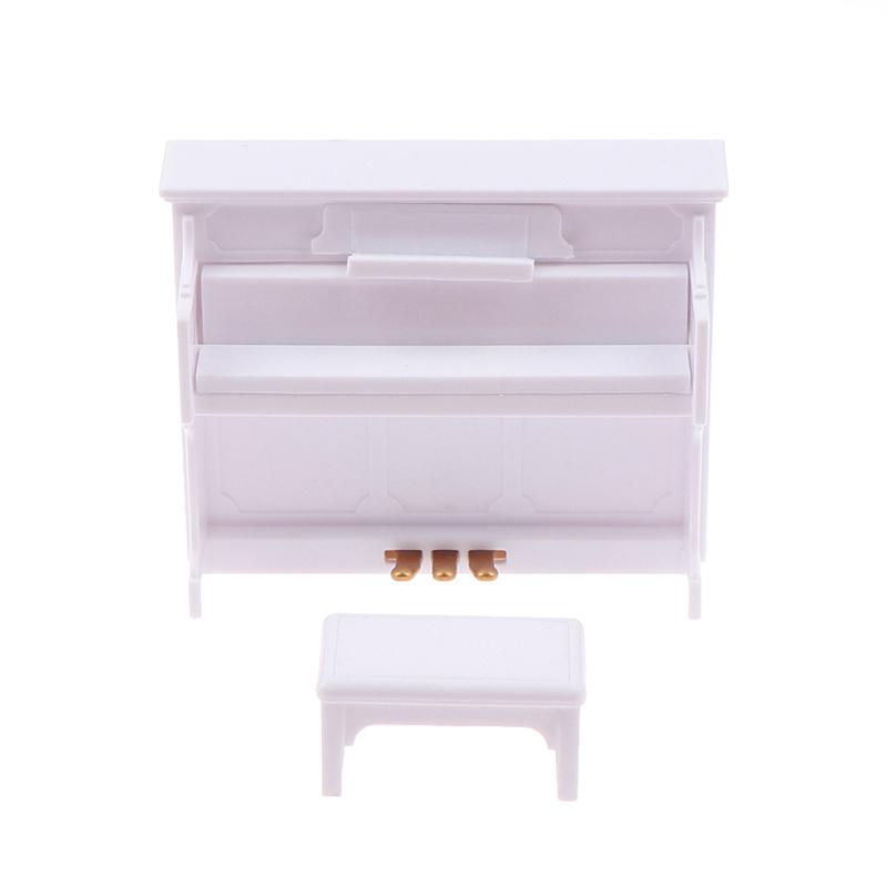 Миниатюрное белое пианино с табуретом - аксессуары для кукольного дома