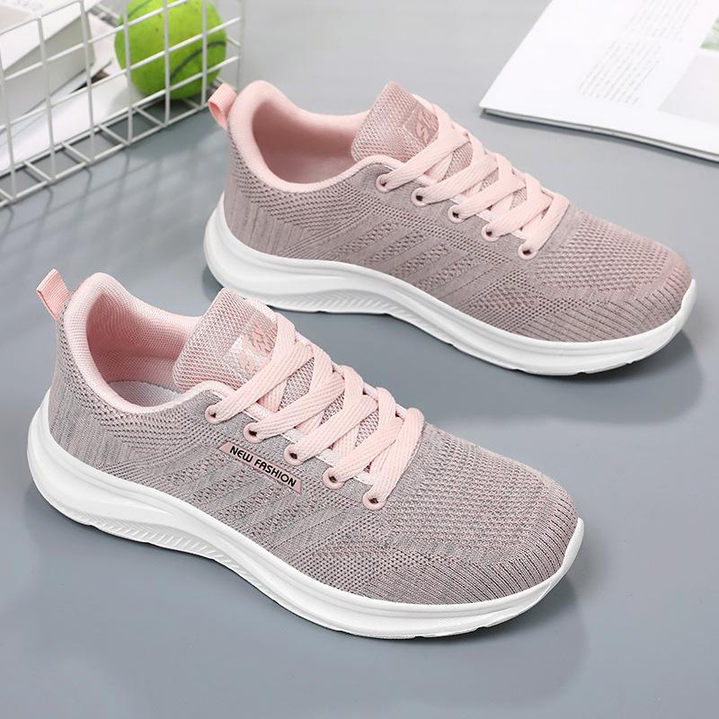 Обувь женская спортивная обувь универсальная одинарная обувь мягкая подошва не устают ноги кроссовки женская обувь летающая тканая дышащая сетчатая обувь