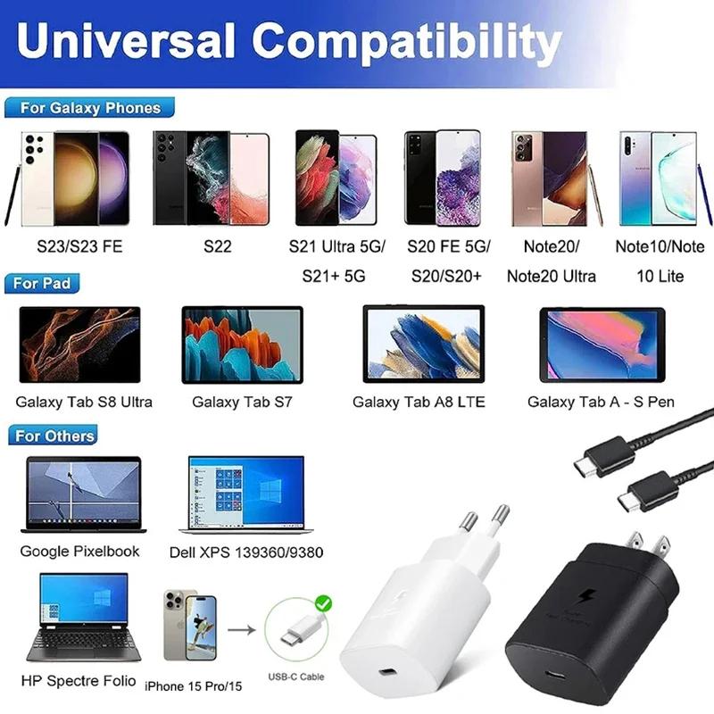 25W Charger Adapter PD Type C Super Fast Charging Samsung Galaxy S24 S23 S22 Ultra S21 A54 A34 Power Chargeur