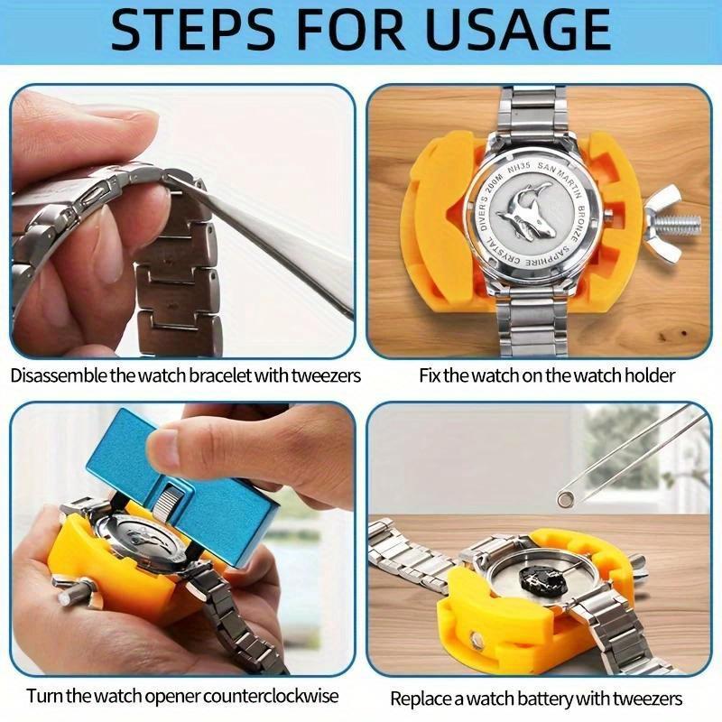 3 шт./компл. комплект для замены батареи для часов, съемник задней части ключа для часов, открывалка для корпуса часов и набор пинцетов