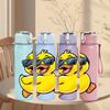 1PC Sunglasses Yellow Duck 750ml Color Plastic Sports Water Bottle Leakproof Flip Straw Lid Suitable for Sports Office Home Use