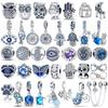 S925 Sterling Silver Firefly Charms Evil Eye Hot Air Balloon Blue Charms Fit  Original Bracelet DIY Jewelry Making Gift