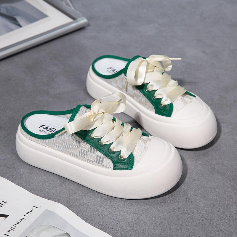 Новые полутапочки на толстой подошве, большеголовые кеды и повседневные перфорированные губчатые туфли