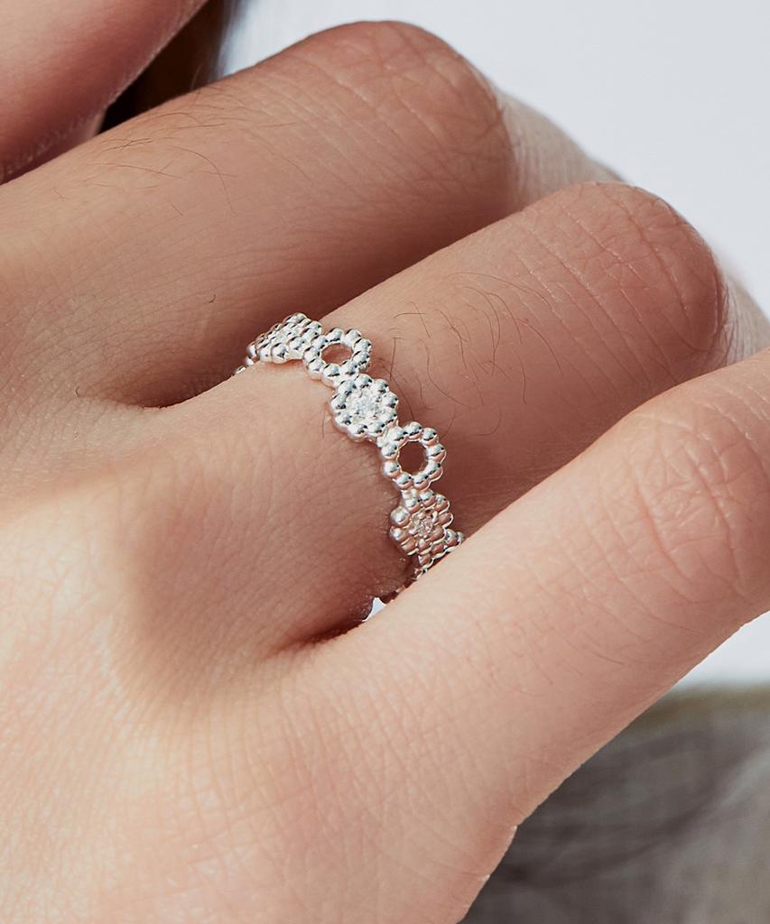 Кольцо Helene Jewelry из стерлингового серебра 925 пробы с шариком Bubble Crush и кубическим цирконием (Тип Б)