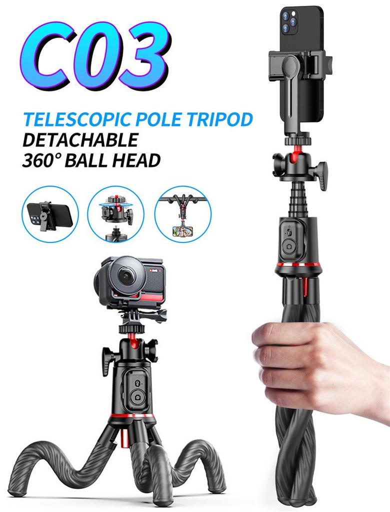 C03 Многофункциональный Осьминог Штатив Селфи-палка для Телефона и Камер GoPro