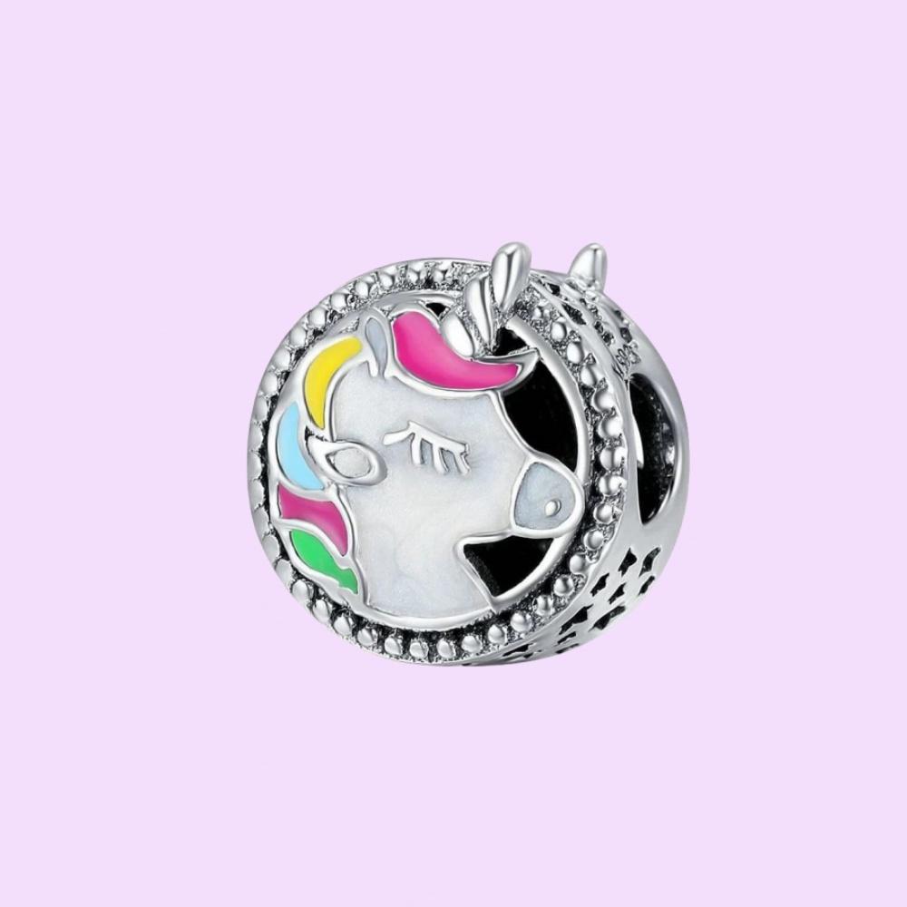S925 Стерлингового Серебра Красочные Бусины Единорога Шарм Мотаться Подходит Браслет Ожерелье Изготовление для Женщин Подарки С Тканевой Сумкой