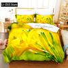 Желтые Цветы Комплекты Постельного Белья для Двуспальной Кровати Комплект Пододеяльника Цифровая Печать Комплект Пододеяльника King Size Комплект Постельного Белья