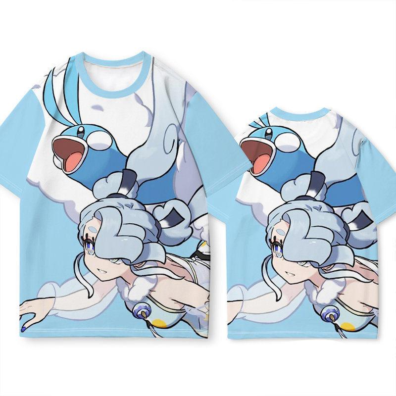 Футболка для мужчин Hatsune Miku Future с коллаборацией Pokemon на лето в милом мультяшном стиле, свободного кроя, с аксессуаром