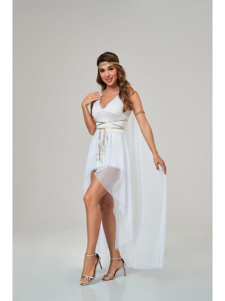 Элегантное европейское и американское костюмное платье с V-образным вырезом богини в римско-греческом стиле на Хэллоуин