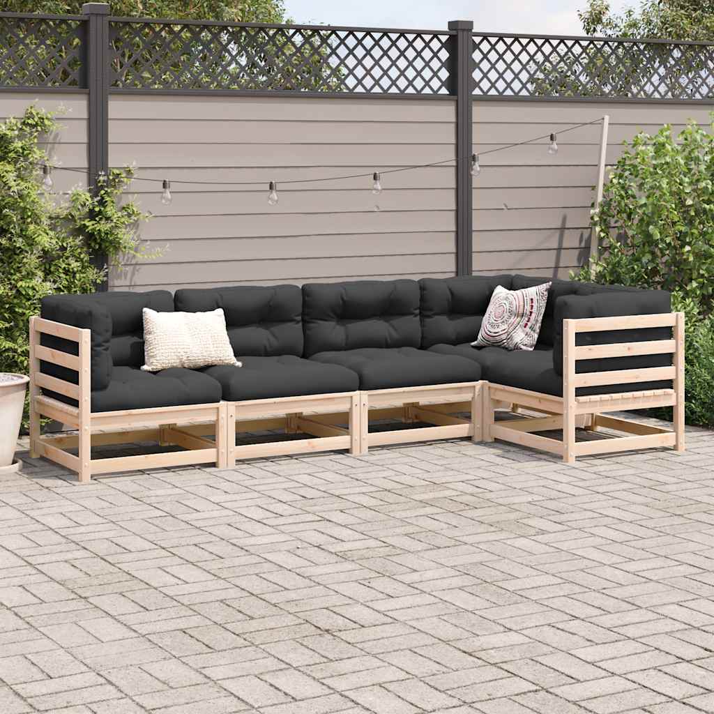 5 Piece Garden Sofa Set Solid Pine Wood