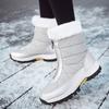 Ботильоны, женская зимняя обувь, сохраняющие тепло, нескользящие черные зимние ботинки, женские белые ботинки на шнуровке, большие размеры 42
