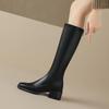 Женские сапоги на высоком каблуке, модные осенне-зимние однотонные рыцарские сапоги оверсайз на толстом каблуке
