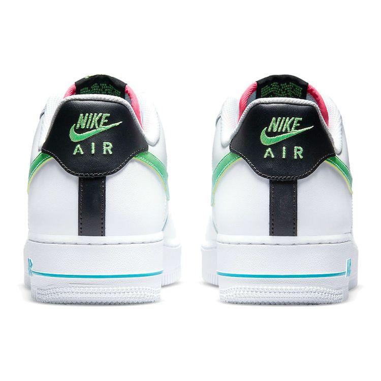 Nike Air Force 1 07 LV8 Белые аквамариновые мужские кроссовки Черные Green-Strike DJ5148-100
