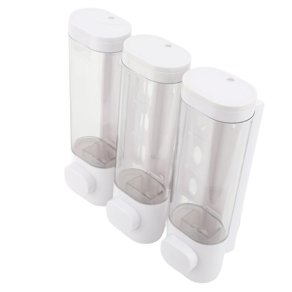 3 In 1 300ml Press Liquid Soap Dispenser Wall Mount Bathroom Shower Shampoo Hair Conditioner