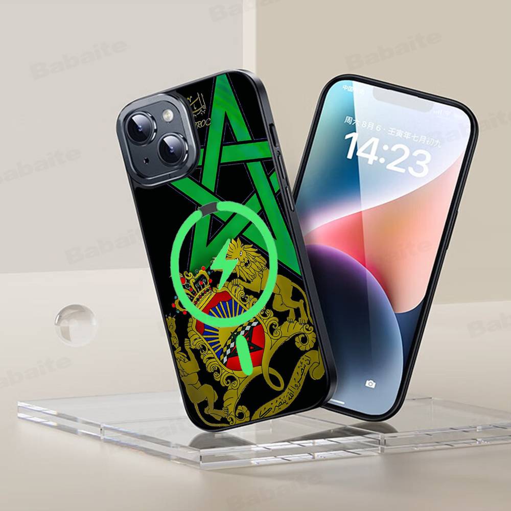 Morocco Map Flag Magnetic Case For IPhone 17 16 14 13 12 11 15 Pro Max Plus Wireless Charge Phone Cover