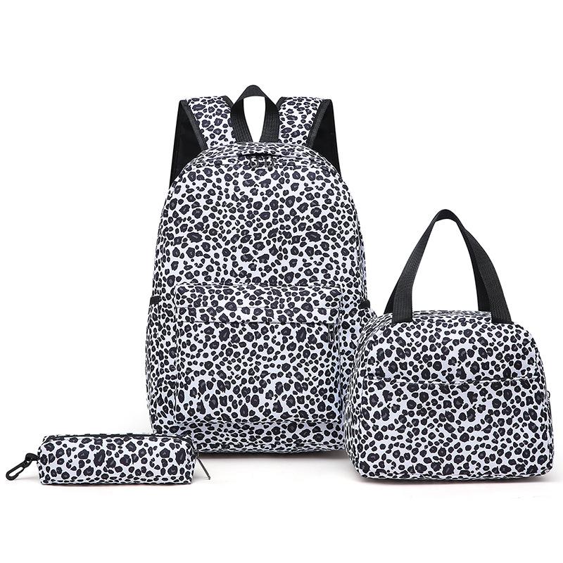 Комплект из трех рюкзаков, большой емкости, женский рюкзак с леопардовым принтом, школьный рюкзак для школьников