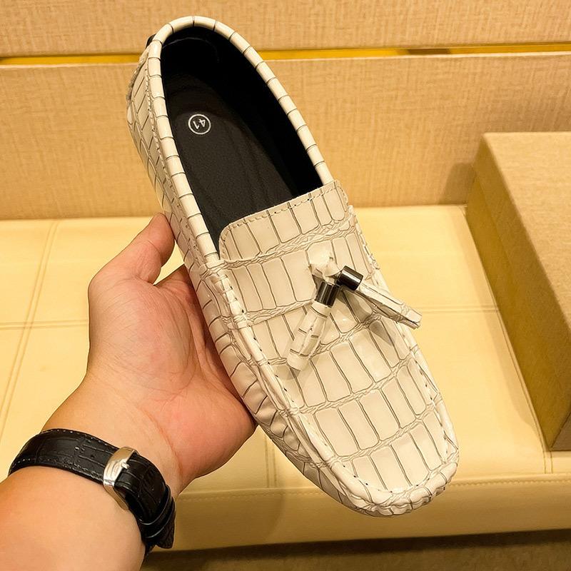 Pacecraft Shoes Men's Driving Loafers, Soft Microfiber Leather with Metal Decoration, Breathable & Comfortable, 4 Colors, Sizes 39-48