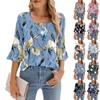 Женская рубашка с рукавами четверть с цветочным принтом и свободный повседневный топ с квадратным вырезом
