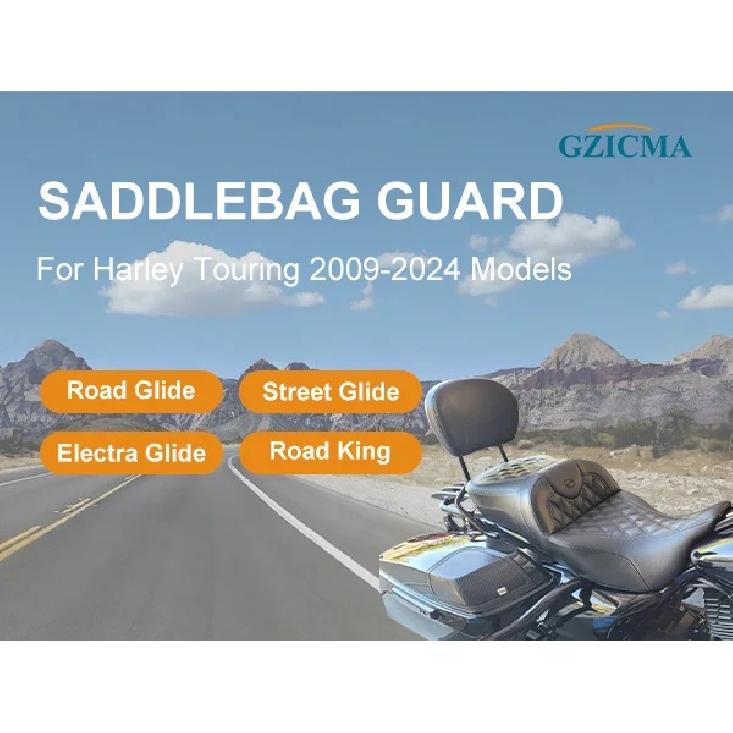 GZICMA Saddlebag Guard Rear Crash Bar for Harley Touring 2009-2024 Street Glide Road Glide Road King Electra Glide CVO Ultra