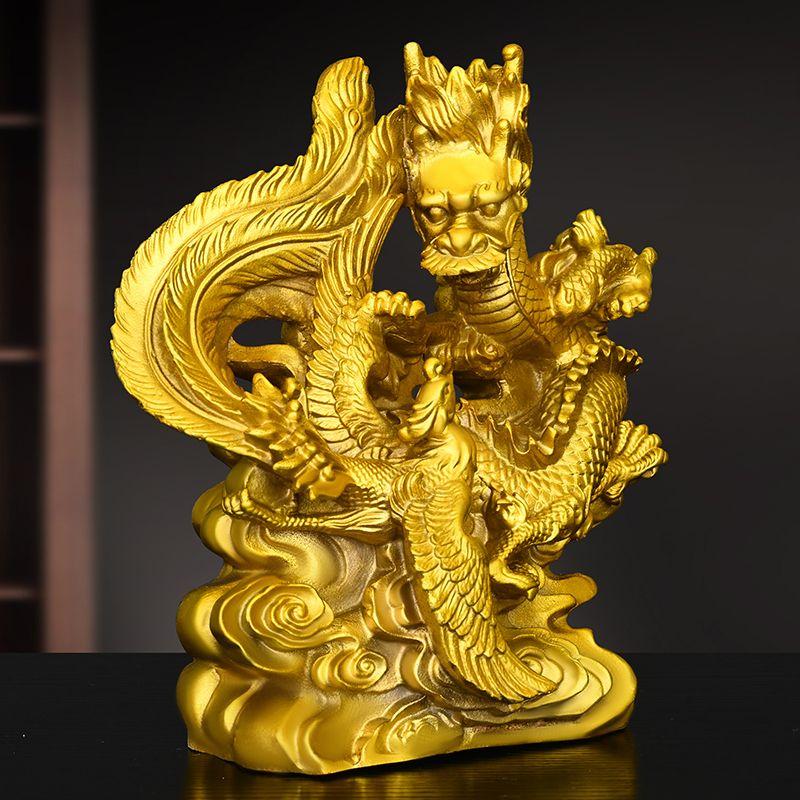Чистый медный дракон и феникс благоприятные украшения креативный дом гостиная спальня украшение талисман ручной работы