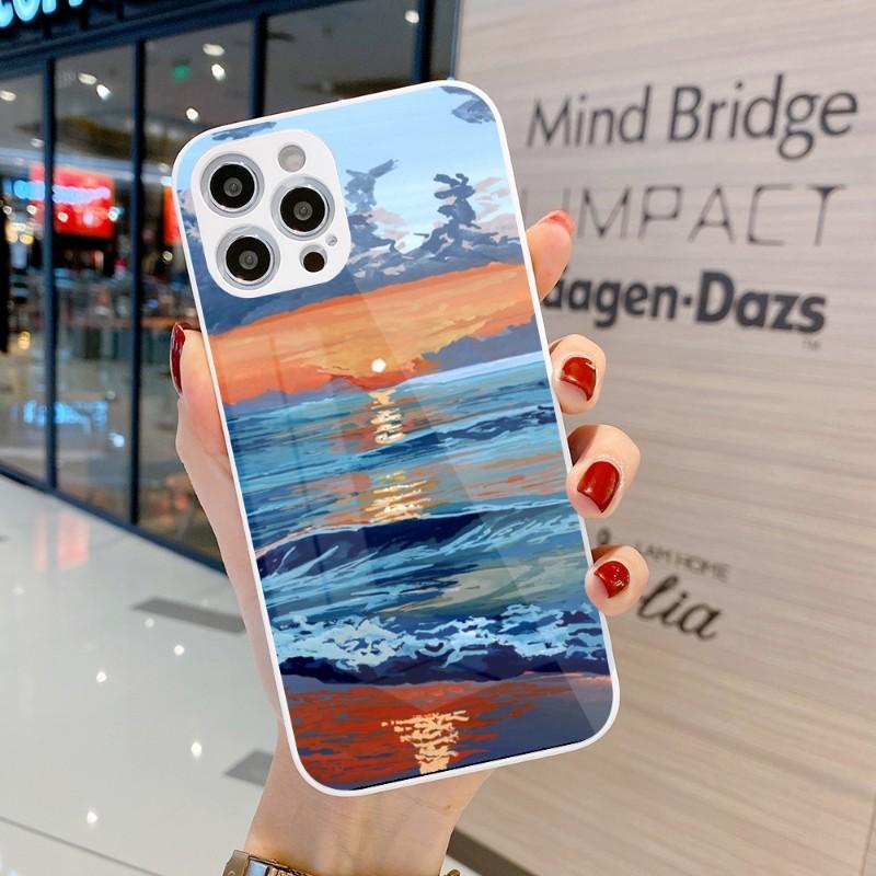 Крутой чехол для телефона с живописью для iPhone 14 13 12 11 Pro Max X XR XS 8 7 Plus, цветной чехол для телефона из жидкого стекла