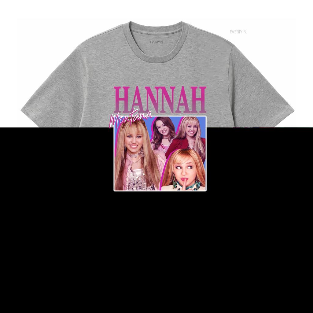 Hannah Montana Miley Cyrus 90s Rap Hip Hop Bootleg Homage T Shirt vintage Washed Versatile Top For Everyday Wear Soft Slightly