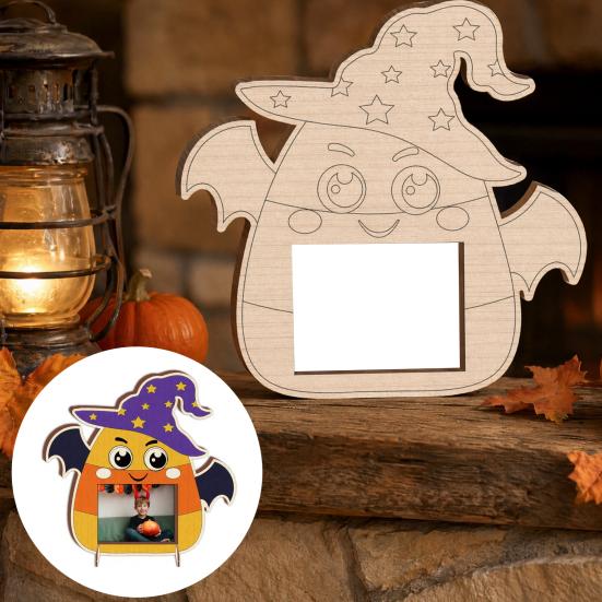 Customizable Wooden Picture Frame Pumpkin DIY Photo Frame, Halloween for Kids Crafts, Arts And Crafts Children Unfinished Hollow Decor Party Tabletop