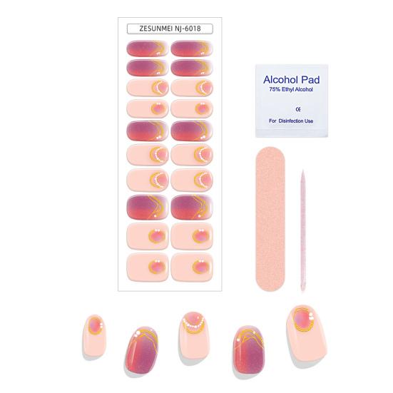 20Pcs Semi Cured Gel Nail Strips Long Lasting Easy Apply Remove UV Light Required Self-adhesive Nail Sticker Waterproof Decorative Nail Wrap