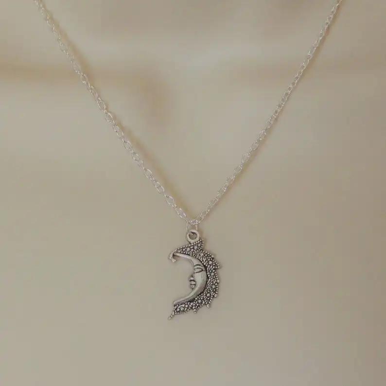 New Silver Color Sun And Moon Necklaces Chain Pair Of Celestial Best Friends Gift For Friend Long Necklaces Pendants Men Women