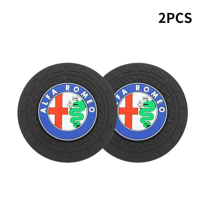 Hub Caps 2pcs Car Auto Cup Holder Anti Slip Insert Coasters Pads For Alfa Romeo 159 Giulietta Giulia 147 Mito 156 Stelvio Volant ze3
