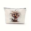 Cute Cartoon Animal Design Cosmetic Pouch,Zippered Makeup Bag, Casual Large Capacity Travel Toiletry Organizer Bags