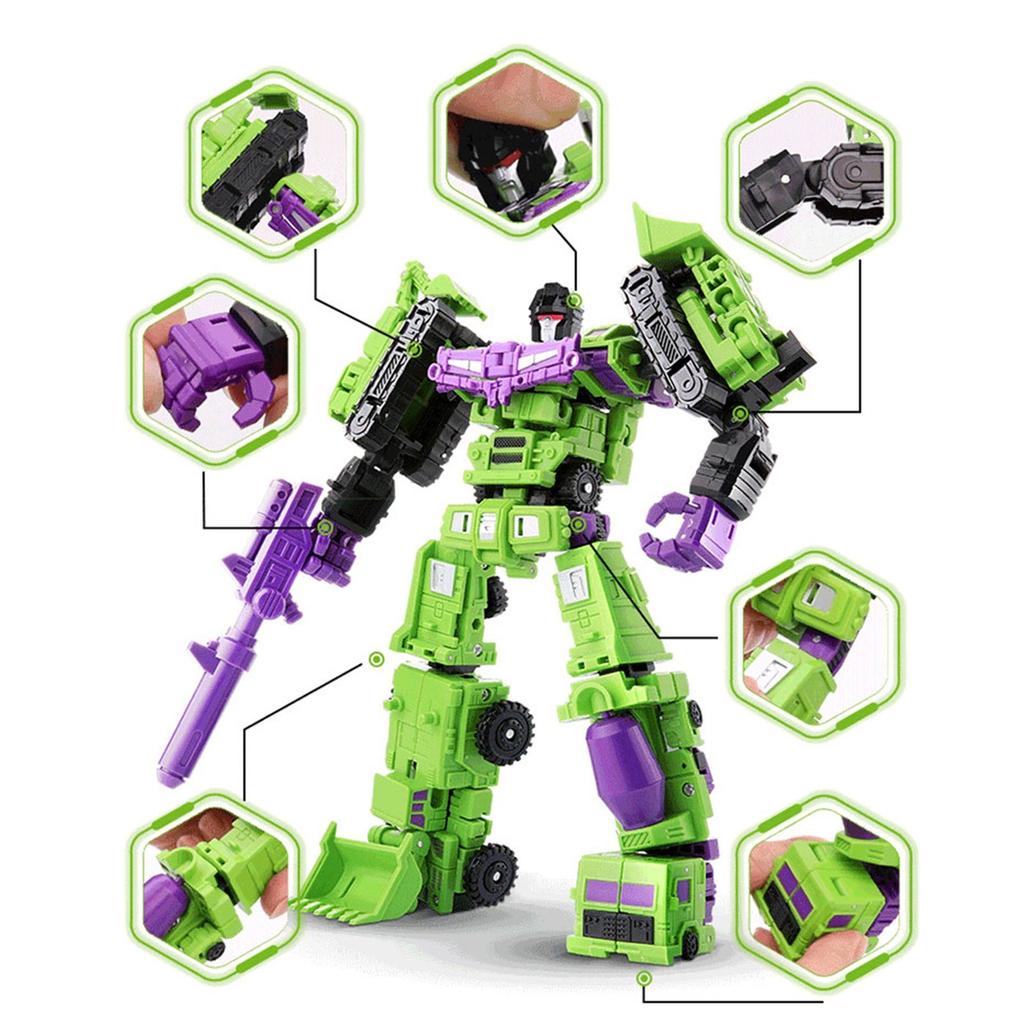 Игрушки-трансформеры, шесть в одном инженерная машина, комбинированная модель экскаватора-робота, игрушки для мальчиков