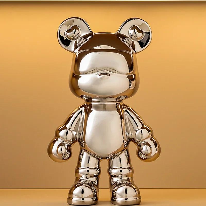 Bear Ceramic Bank Sculpture Animal Money Box Statue for Home Office Decor With Coin Slot Novelty Football Enthusiasts Gift