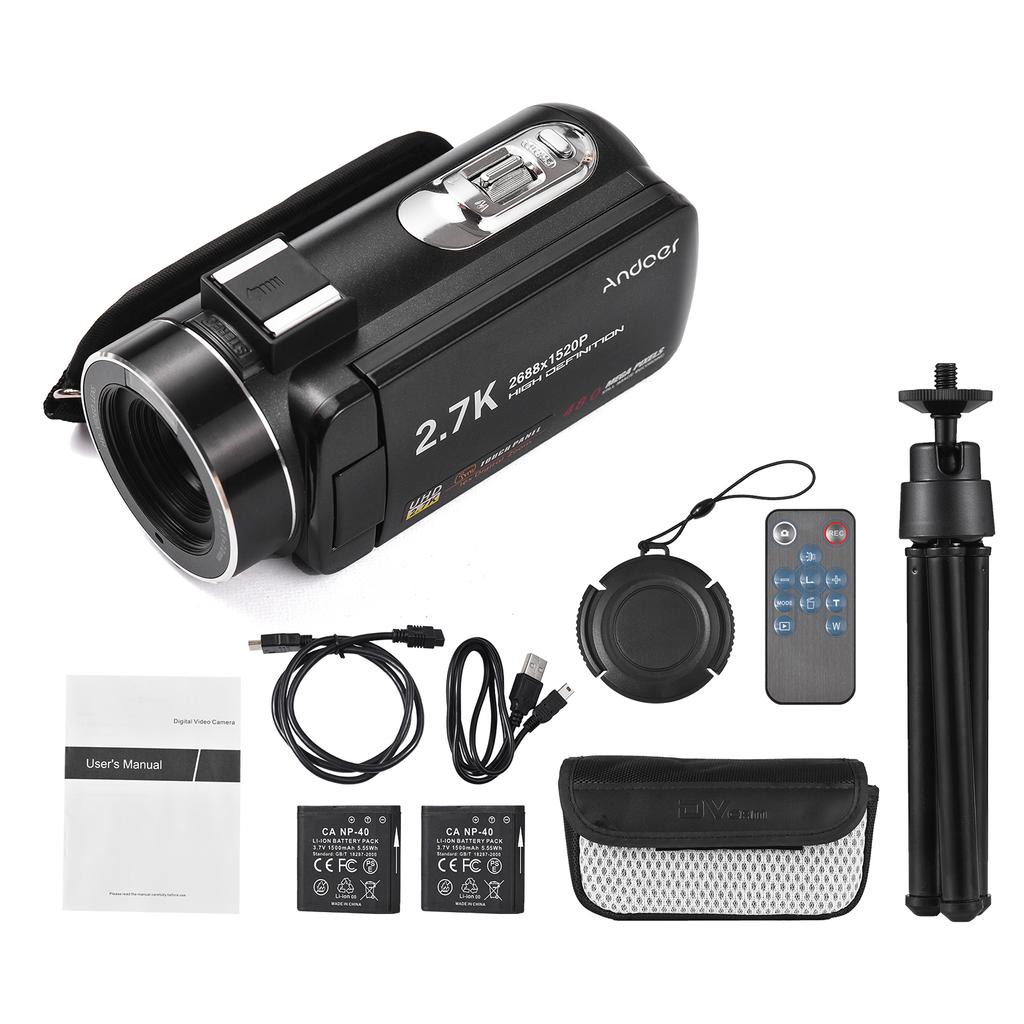 Andoer 2.7K Digital Video Camera Camcorder DV Recorder 48MP 16X Digital Zoom 3.0 Inch IPS Touch