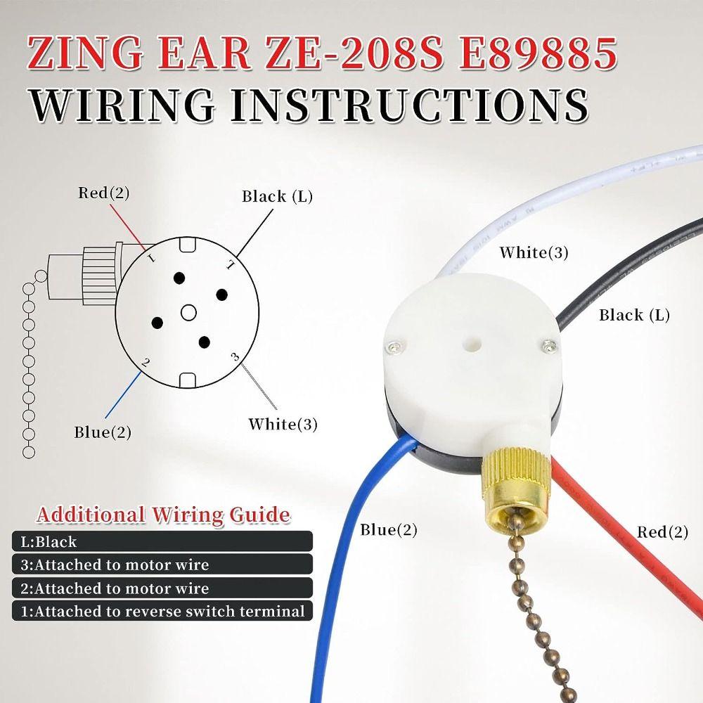 Nickel Ceiling Fan Switch ZE-208s Fan Pull Chain Switch for Fan Light Replacement Light Switch