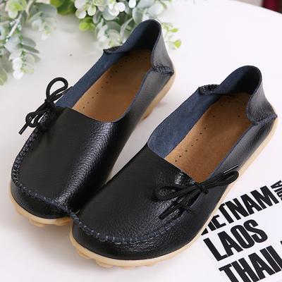 Женские туфли на платформе из натуральной кожи для мам, туфли на шнуровке для медсестер, повседневные туфли на плоской подошве, туфли-бобовые туфли, ленивые туфли