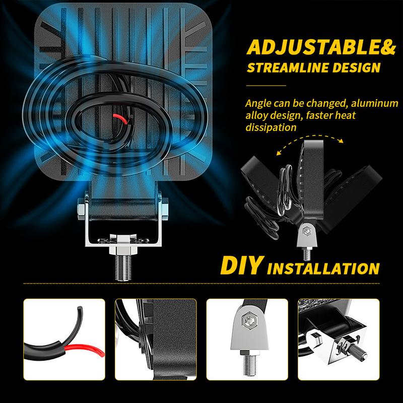 9-30V 2.5 " Work Light Mini 7LED Cross Country Marine Jeep Truck Spotlight Fog Lamp 6000K Spot Lamp Outdoor Off Road Light