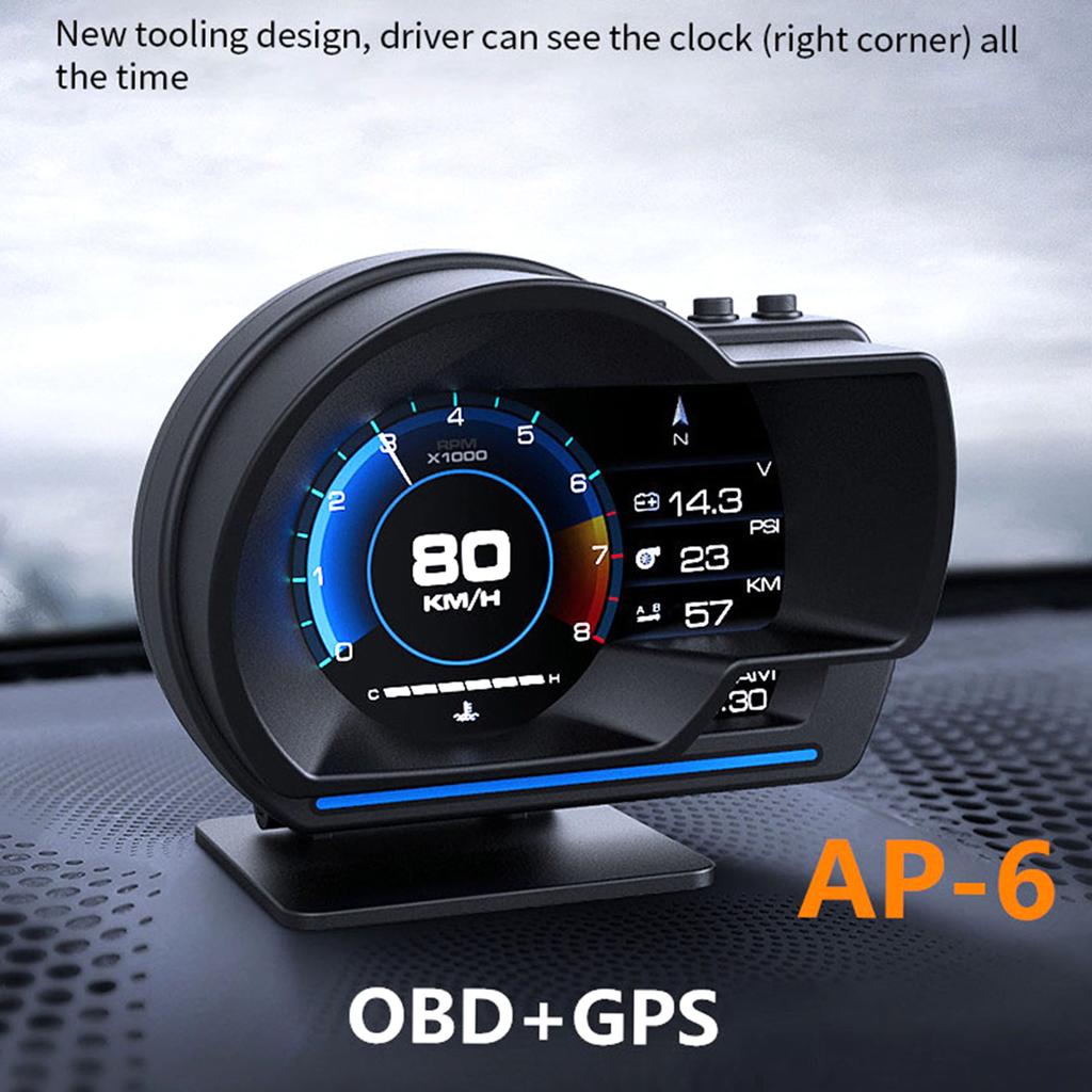 Автомобильный HUD-дисплей, OBD2 + GPS, интеллектуальный датчик, спидометр высокого разрешения, диагностический инструмент для автомобиля