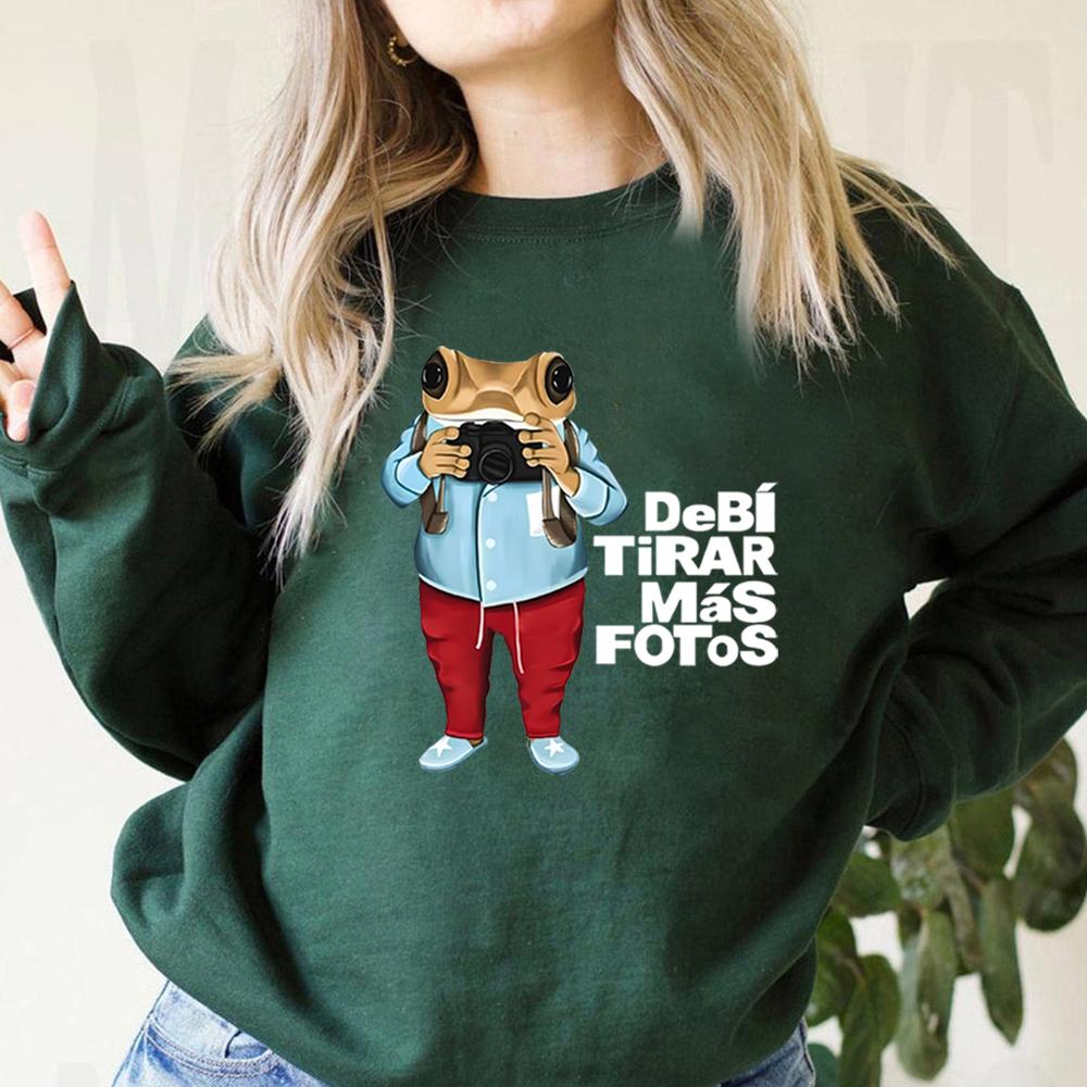Cartoon Frog DTMF Printing Sweatshirt Debi Tirar Mas Fotos Shirt Funny Frog Pullover Unisex Long Sleeve Sweatshirts Latina Gift
