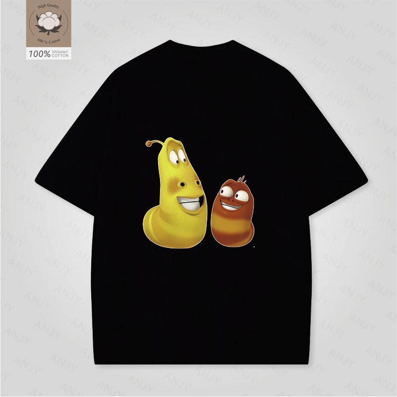 Very Funny Animated Larva Print Fashion Funny Tshirt Unisex Casual Top Springsummer Round Neck Short Sleeve Cotton Tshirt