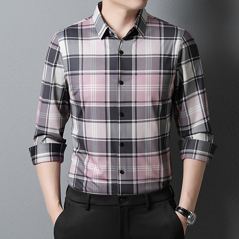 Модная клетчатая рубашка для молодых и мужчин среднего возраста. Весенний новый красивый кардиган. Модная повседневная рубашка в корейском стиле.
