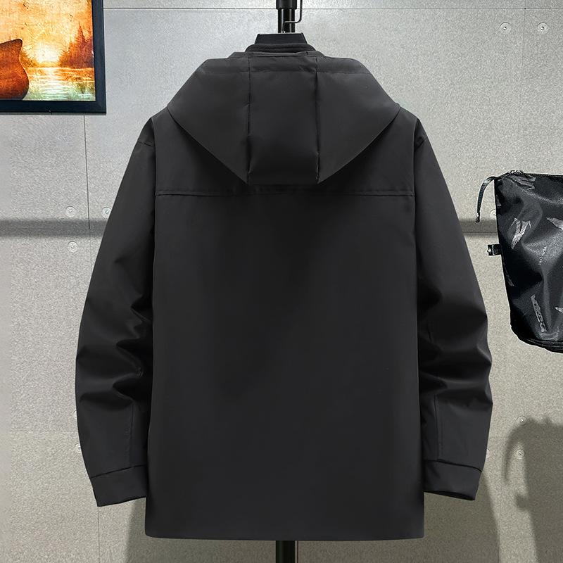 Мужская куртка оверсайз, ветрозащитная, для весны и осени, однотонная, с капюшоном, большого размера, повседневная