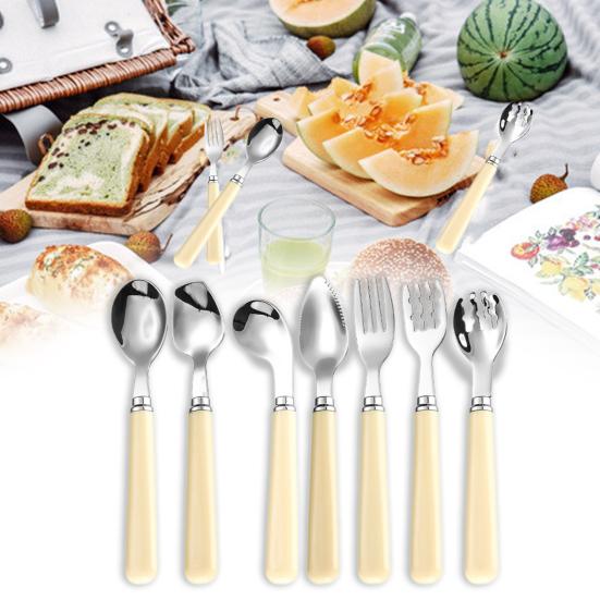 Обеденная ложка, вилка, ложка для фруктового пюре, нержавеющая сталь, квадратная ложка для перемешивания кофе, кухонная посуда, инструмент, нержавеющая круглая суповая ложка для дома