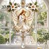Colorful Light Reflection Ornament Stained Glass Effect Blessing Suncatcher, Acrylic Angel Prayer Window Hanging Decorative Suncatcher with