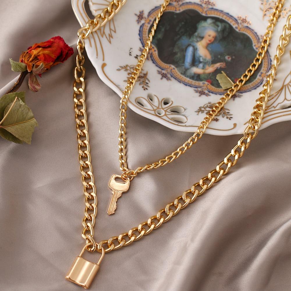 DAXI винтажные панк-цепочки на шею колье-подвеска ожерелье для женщин золотой цвет толстая цепочка ожерелья вечерние ювелирные изделия в стиле бохо воротник