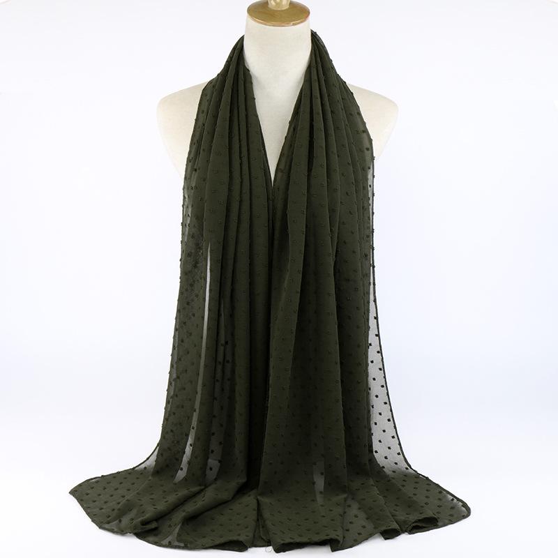 Hot Sale Autumn and Winter Fur Ball Thickened Chiffon Scarf Monochrome Muslim Female Scarf Shawl