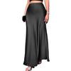 Women Fishtail Skirt High Waist Solid Color Smooth Surface A-Line Maxi Skirt